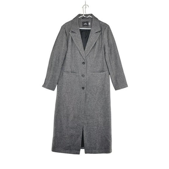 RARE Urban Outfitters Long Coat Overcoat Wool Blend Herringbone Mens Size Medium